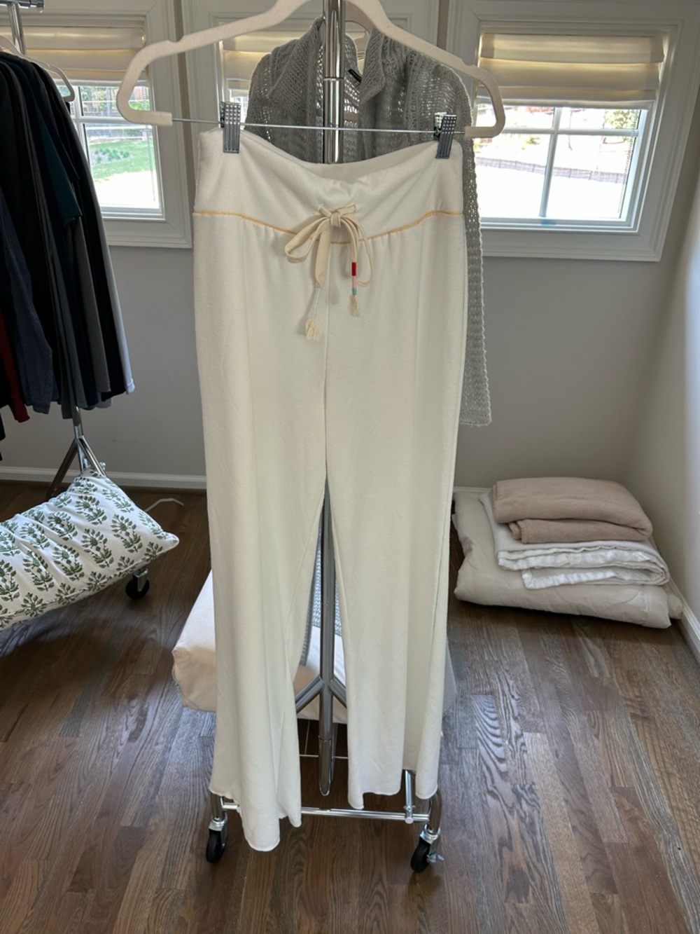 Wildfox Cream Lounge Pants with Gold Stitching and Drawstring